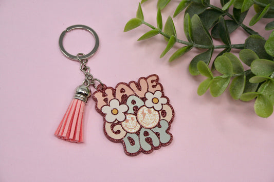 Have a Good Day Glitter Acrylic Keychain