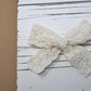 Cream Embroidered Lace Small Bow (Alligator Clip Only)