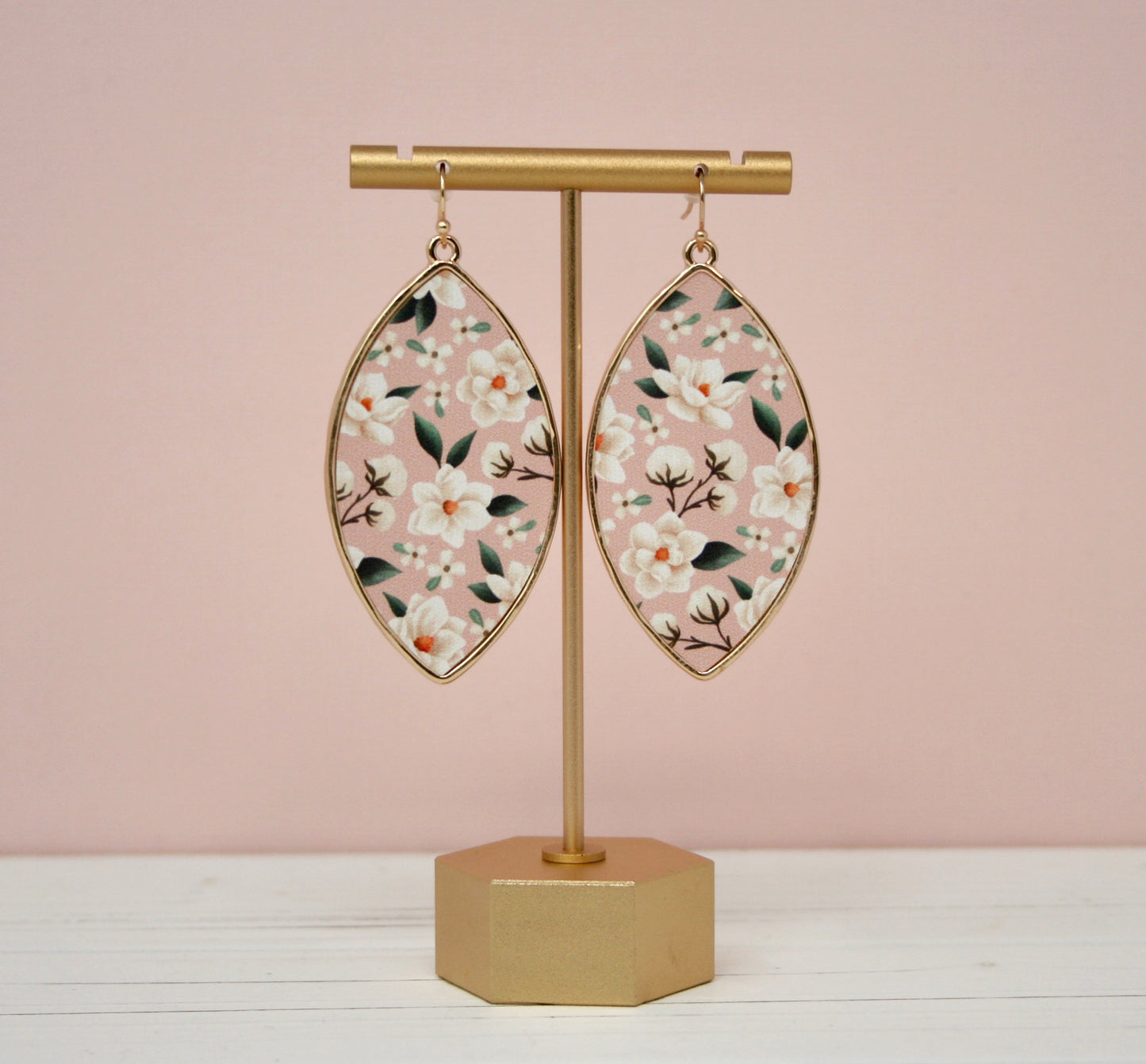Sweet Magnolias Floral Marquise Luxe Dangle Earrings