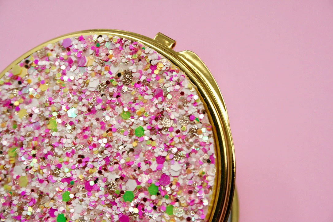 Tropical Fruit Glitter Compact Mirror