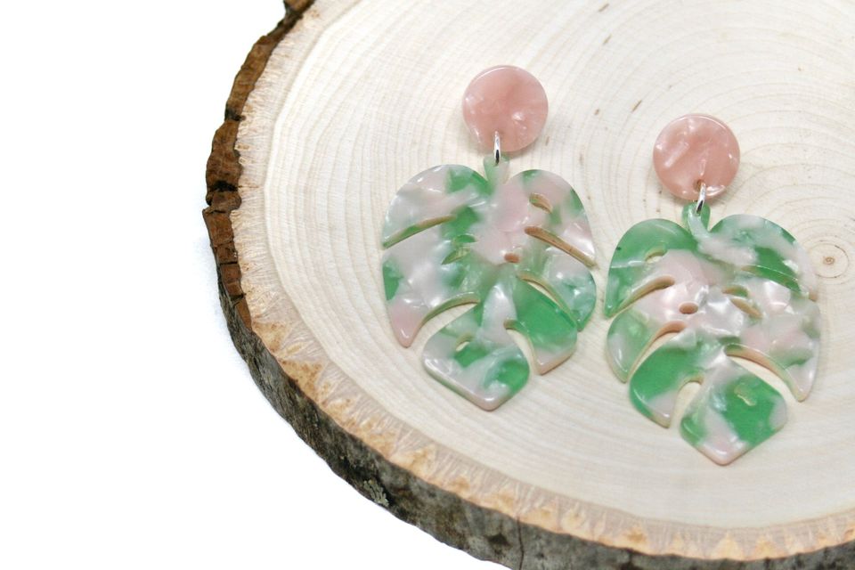 Monstera Leaf Drop Earrings