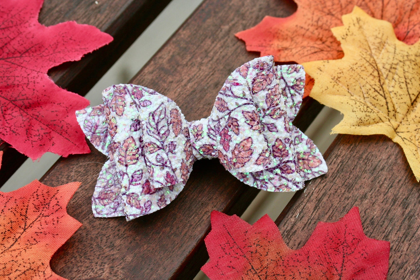 Falling For Fall Chunky Glitter Emmy Bow (Alligator Clip Only)