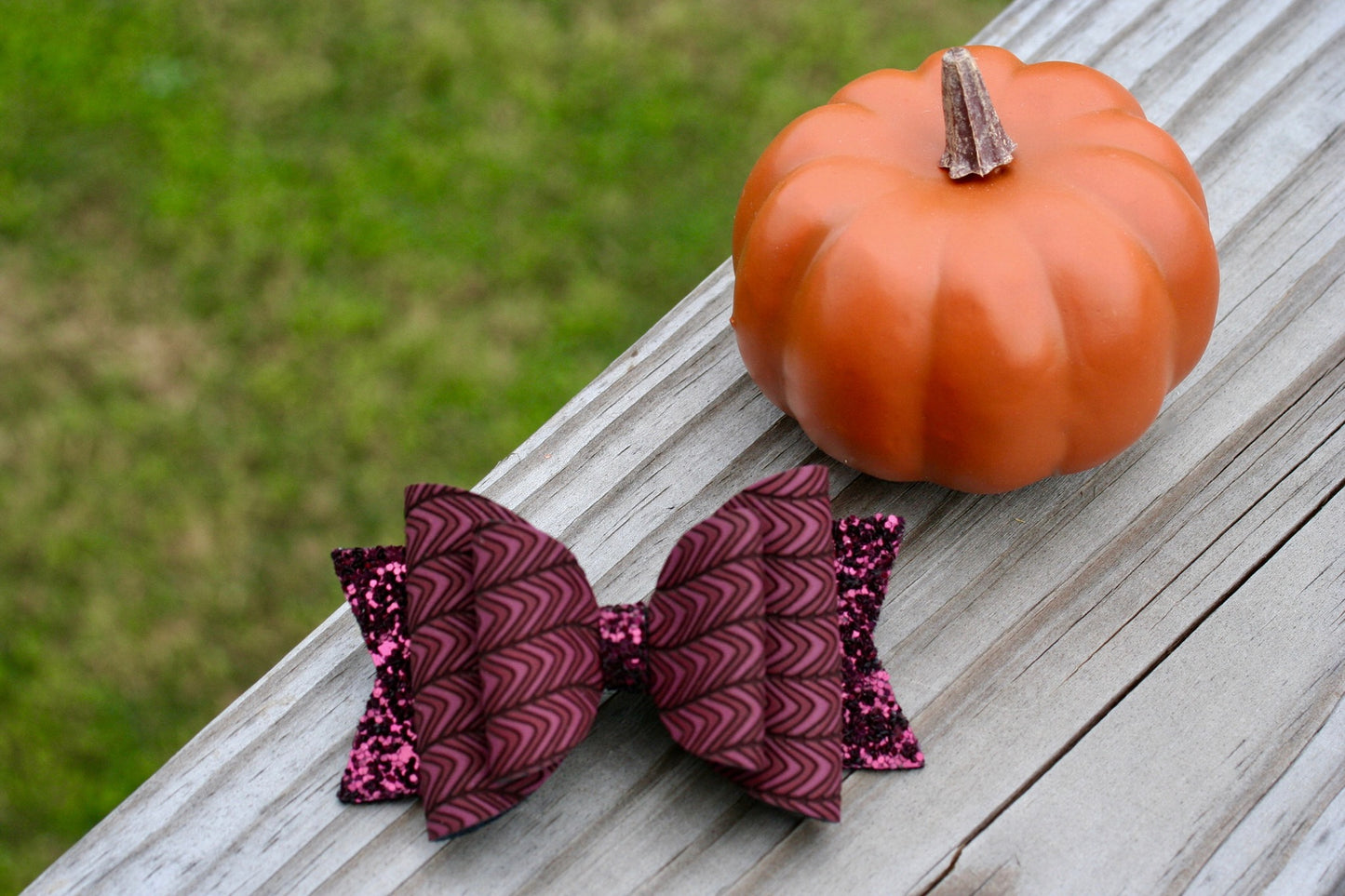 Wine Chevron Medium Ellie Bow
