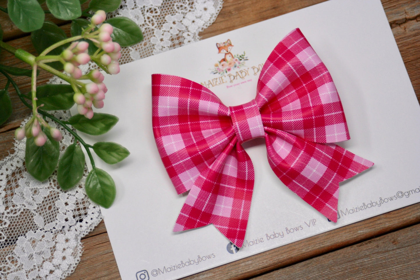 Valentine Plaid Maizie Bow