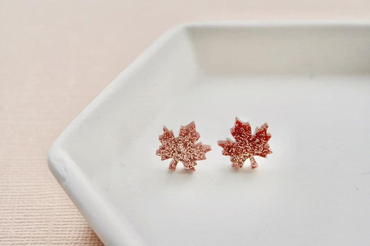 Golden Leaves Acrylic Studs