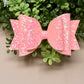 Neon Peach Glitter Large Ellie Bow