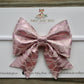 *SLIGHTLY FLAWED* Metallic Pink Lace Maizie Bow (White Nylon Headband Only)
