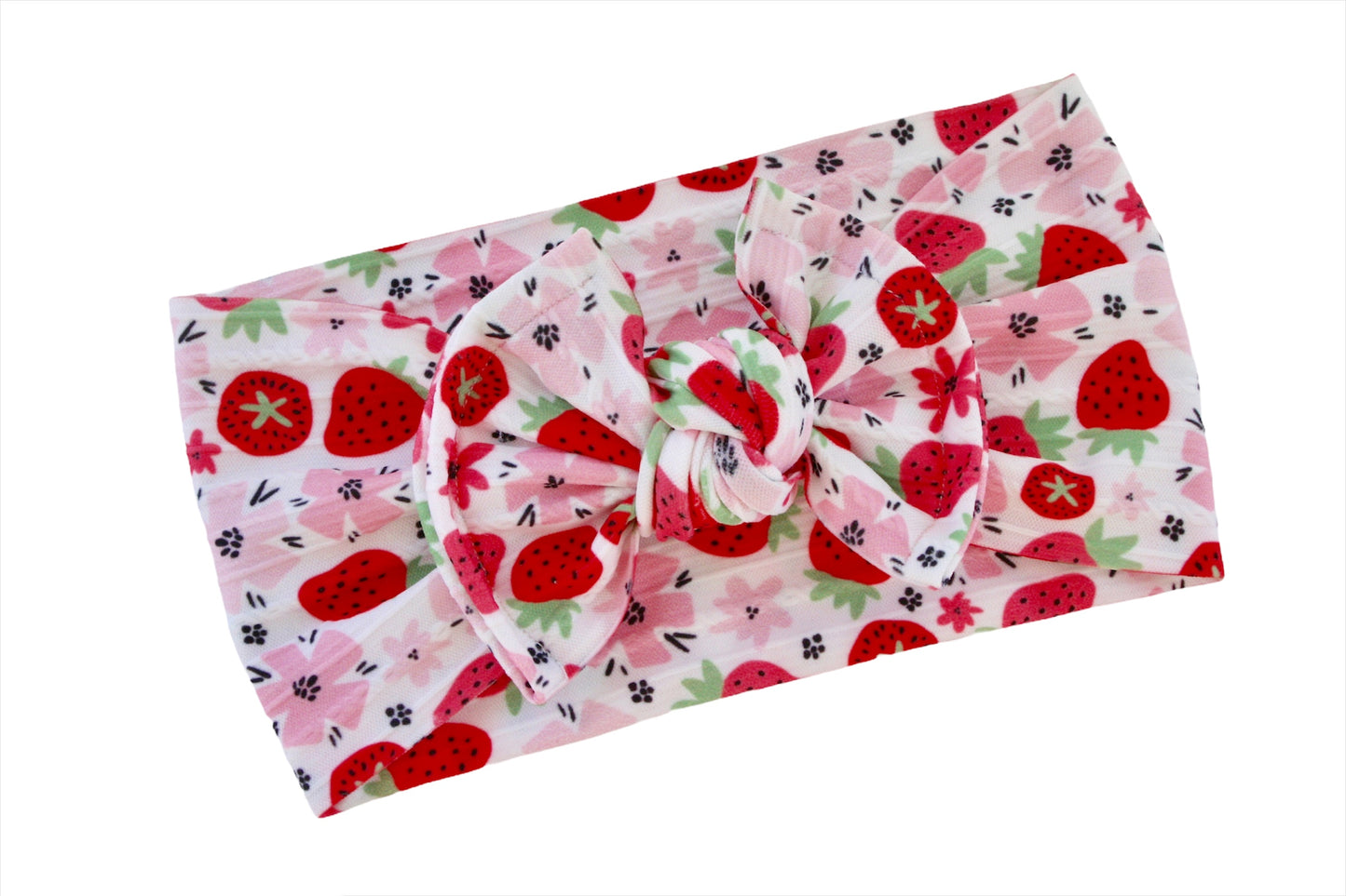 Strawberry Floral Knotted Bow Headwrap
