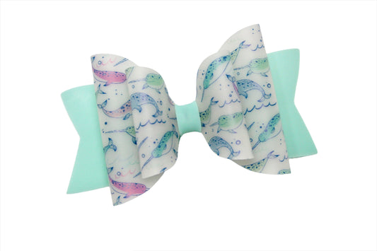 Narwhals Matte Jelly Medium Ellie Bow (Alligator Clip Only)