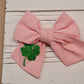 Pink Clover Embroidered XXL Everly Bow (ALLIGATOR CLIP ONLY)