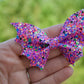 Pink Spooktober Chunky Glitter Batty Rylee Bow (Glow in the Dark)