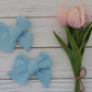 Spring Rain Blue Rib Knit Large Everly Bow