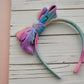 Pastel Tie Dye Velvet Messy Bow Headband