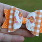 Pumpkin Floral Gingham Medium Ellie Bow