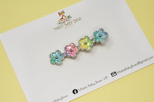 Pastel Rainbow Ombré Flower Luxe Clip
