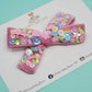 Sequined Pink Velvet Posie Bow (Alligator Clip Only)