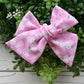 Pink Daisy Checkerboard Large Everly Bow