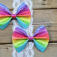 Watercolor Rainbow Stripes Baby Kate Bow